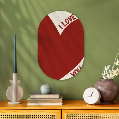 Loveyou - Rood - Hart Wandcirkel Ovaal Forex klein -sfeer2