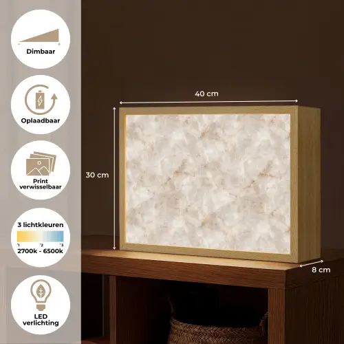 Marmer - Patroon - Klassiek Light Box met batterij (Wandlamp) middel 907 -USP_websiteoverzichtNL