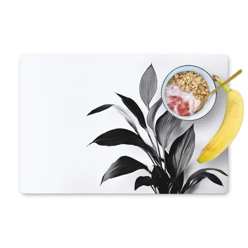 Plant - Bladeren - Minimalistisch - Zwart Placemat vinyl groot -zzzproduct_Kitchenyeah-website