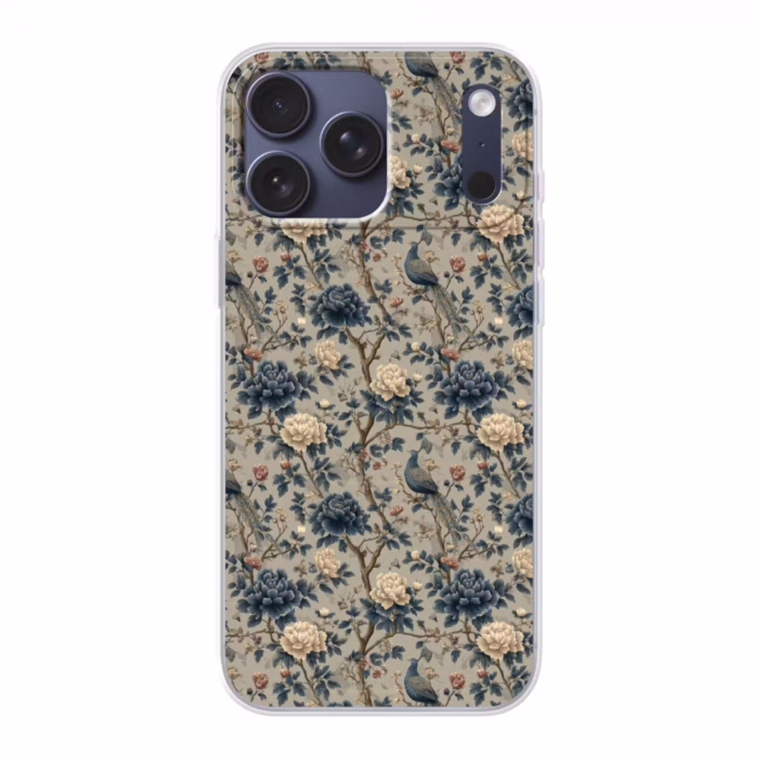 Pauw - Bloemen - Blauw Telefoonhoesje iPhone 17 Pro Max klein 879 -3d
