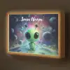 Alien - Groen - Planeten - Ruimte Light Box met batterij (Wandlamp kind) middel -z3d_website