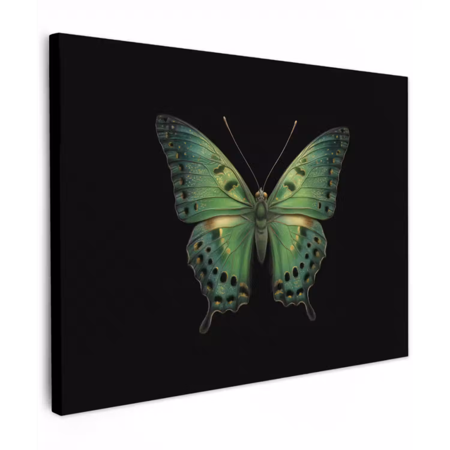 Canvas schilderij - Vlinder - Groen - Diepte