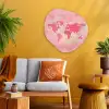 Wereldkaart - Roze - Vaag Wandcirkel Organisch Plexiglas middel -sfeer4