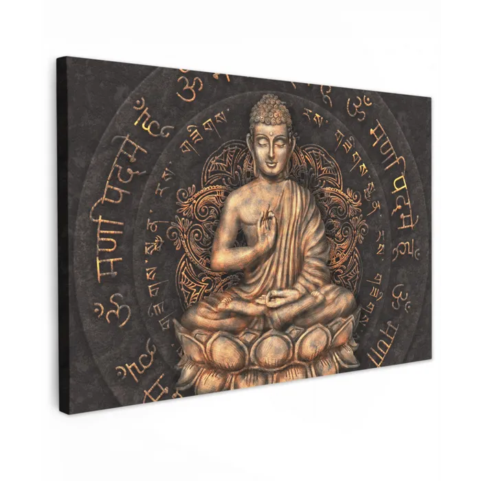 Boeddha - Mantra - Meditatie - Spiritueel - Koper canvas 2cm klein -z3d