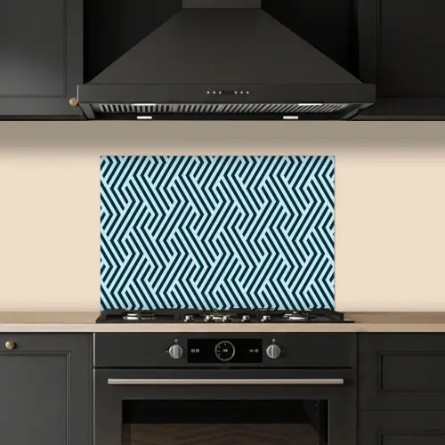 Patroon - Blauw - Lijnen - Zigzag keuken achterwand spatscherm klein 900 -sfeer1