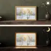 Winter - Bomen - Natuur - Acryl - Kunst Light Box met kabel (Tafellamp) klein -sfeer3