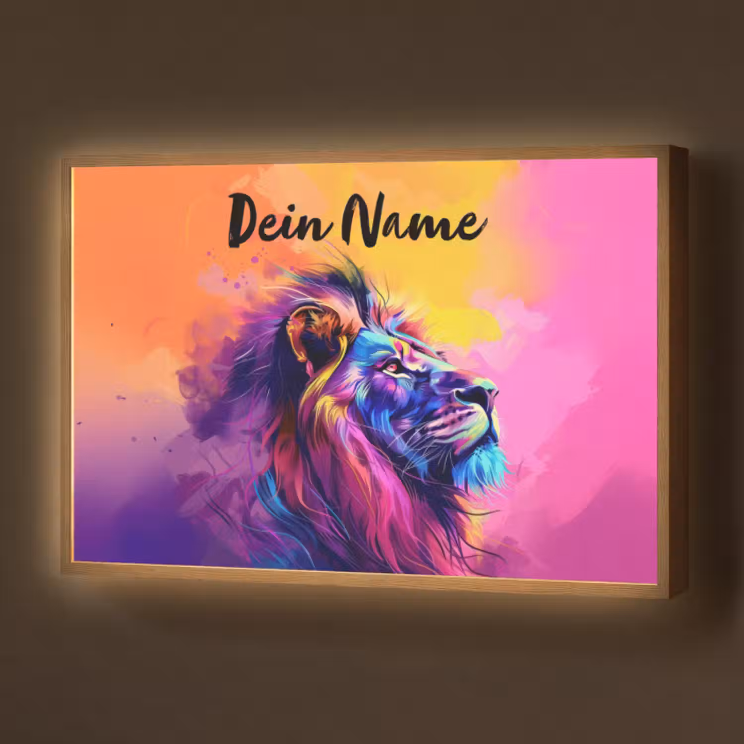 Lightbox - Wandlampe Kinderzimmer mit Namen - Löwe - Farbe - Farben - Tier
