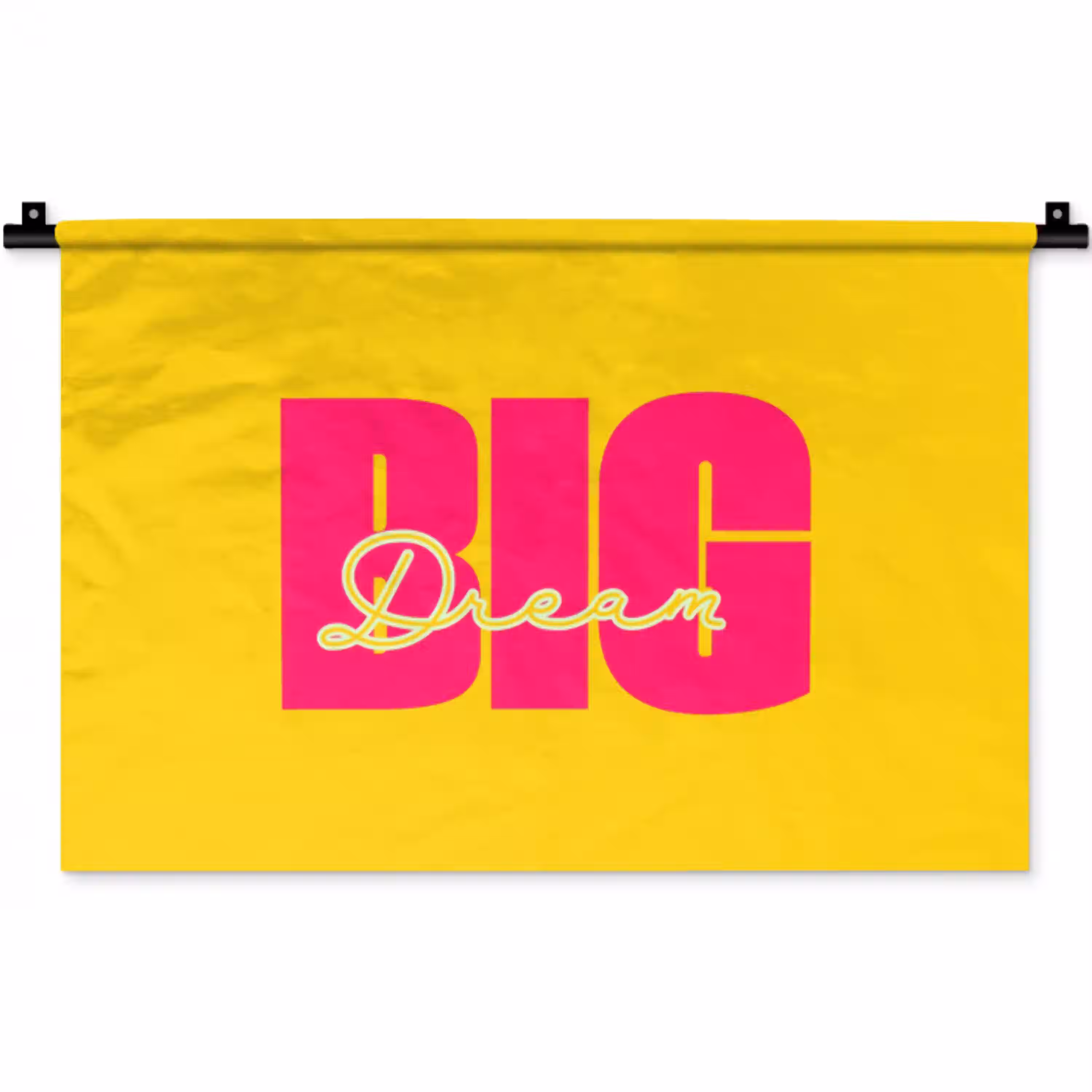 Dream big - Geel - Roze Wandkleed katoen klein -zz3d