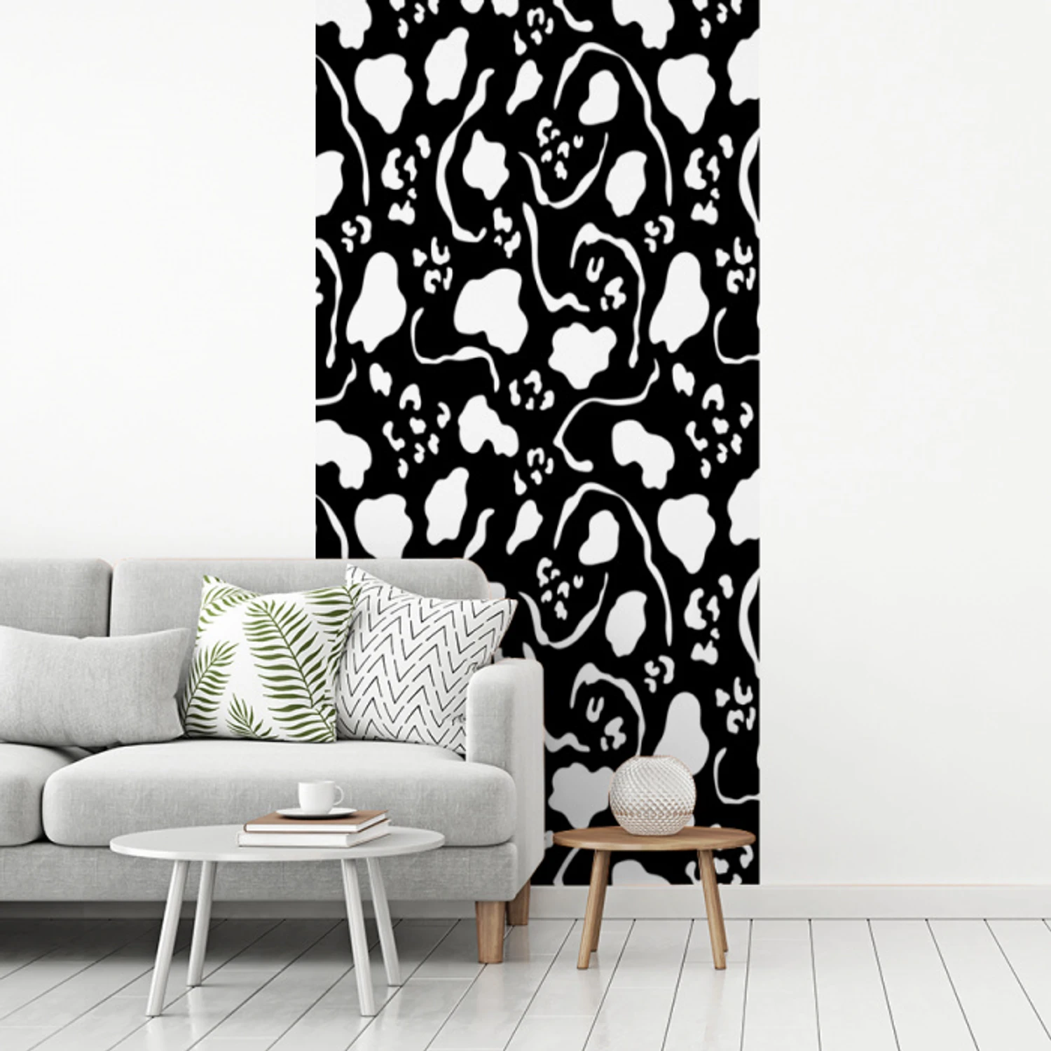 Wit - Zwart - Vormen - Patroon fotobehang vinyl groot 64 -woonkamer