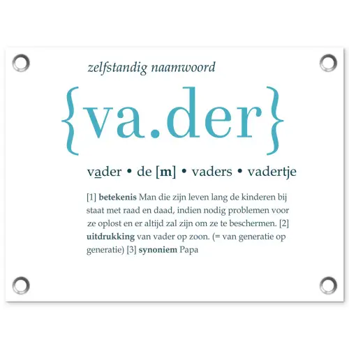 Quotes - Vader definitie - Spreuken - Woordenboek tuinposter los doek klein -3d