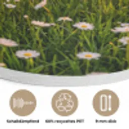 Madelief - Veld - Heuvels - Groen Akoestische PET Vilt - Rond klein -closeup_DE