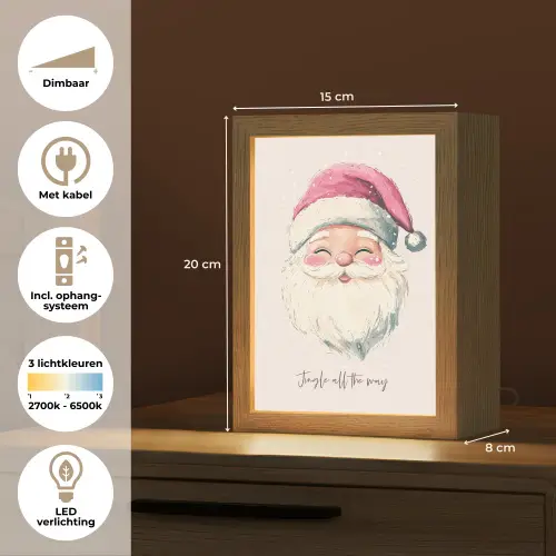 Kerstman - Kerst - Quote - Beige Light Box met kabel (Tafellamp) klein -USP_NL