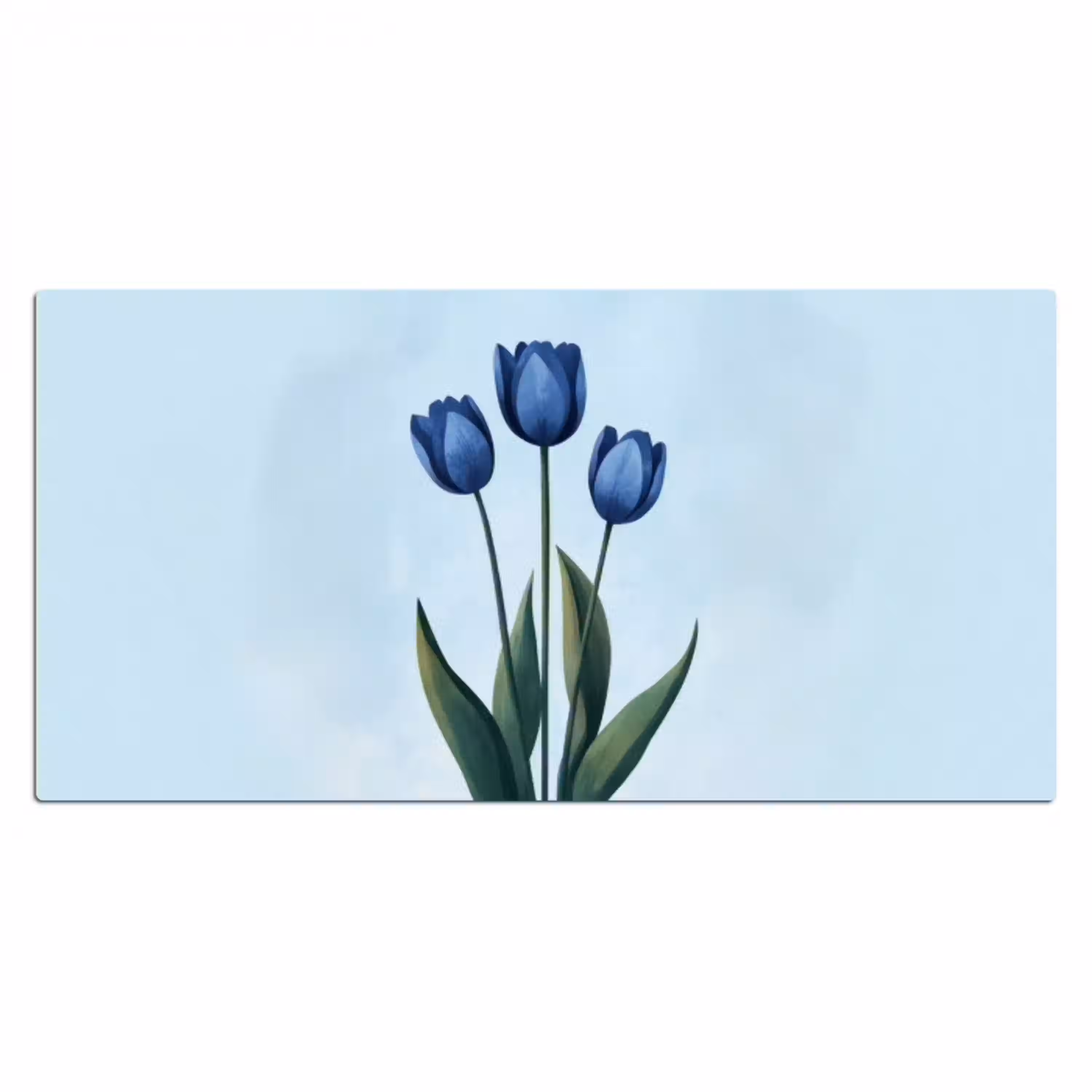 Tulpen - Blauw - Bladeren Muismat XXL klein -3d_leeg