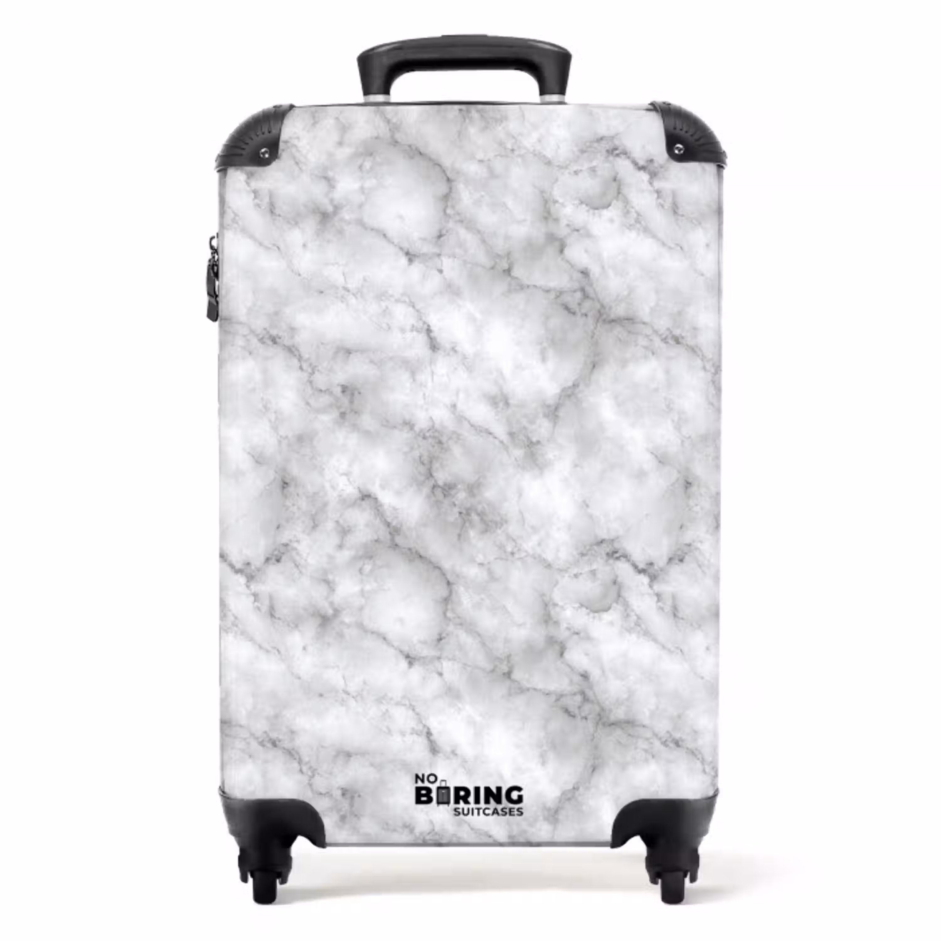 Grijs - Marmer - Klassiek - Aders NBS - Handbagage koffer - Volwassenen Unisex middel -productfoto_recht