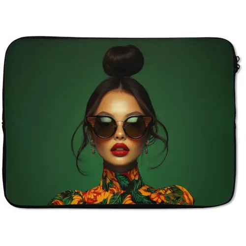 Vrouw - Groen - Modern - Bril - Abstract laptophoes neopreen klein -zkaufland3dotto