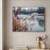 Riet - Gras - Natuur - Winter - Meer Textielframe zwart klein -sfeer2