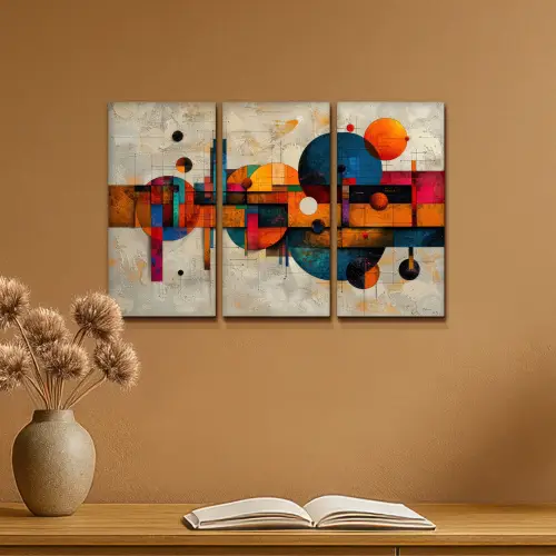 Kleurrijk - Geometrisch - Abstract - Aesthetic Canvas - Meerluiken 3 luik klein -sfeer5