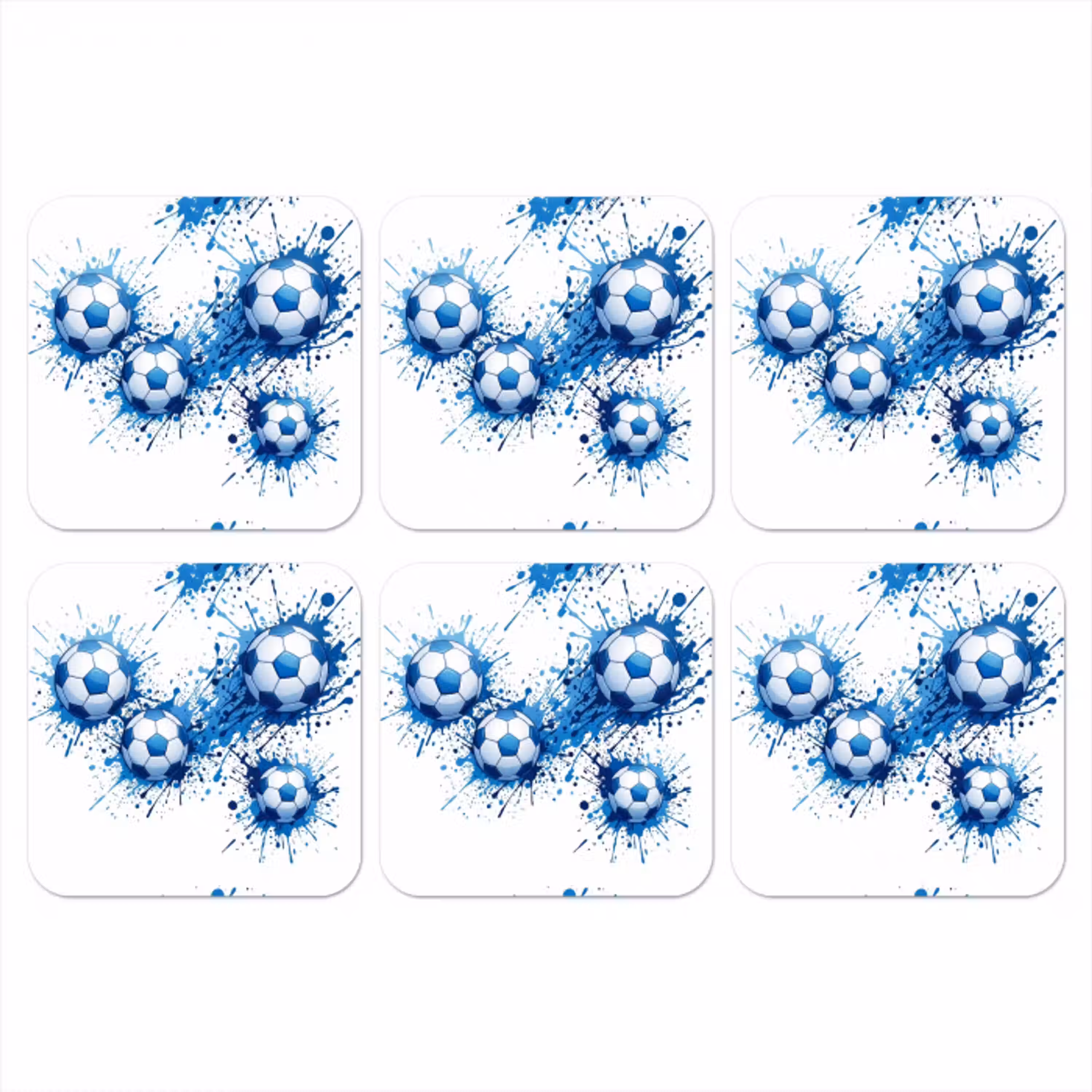 Voetballen - Verf - Sport - Blauw onderzetter kurk middel -3d