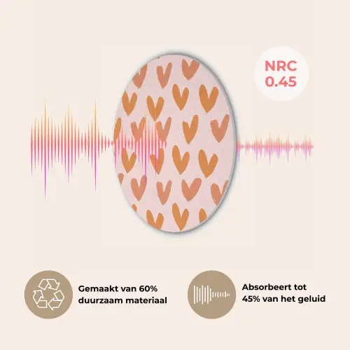 Hartjes - Getekend - Oranje Akoestische PET Vilt - Rond klein 838 -USP_NL