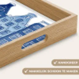 Aquarel - Grachtenpanden - Delfts - Blauw Dienblad Rechthoek middel -USP_HandgreepNL