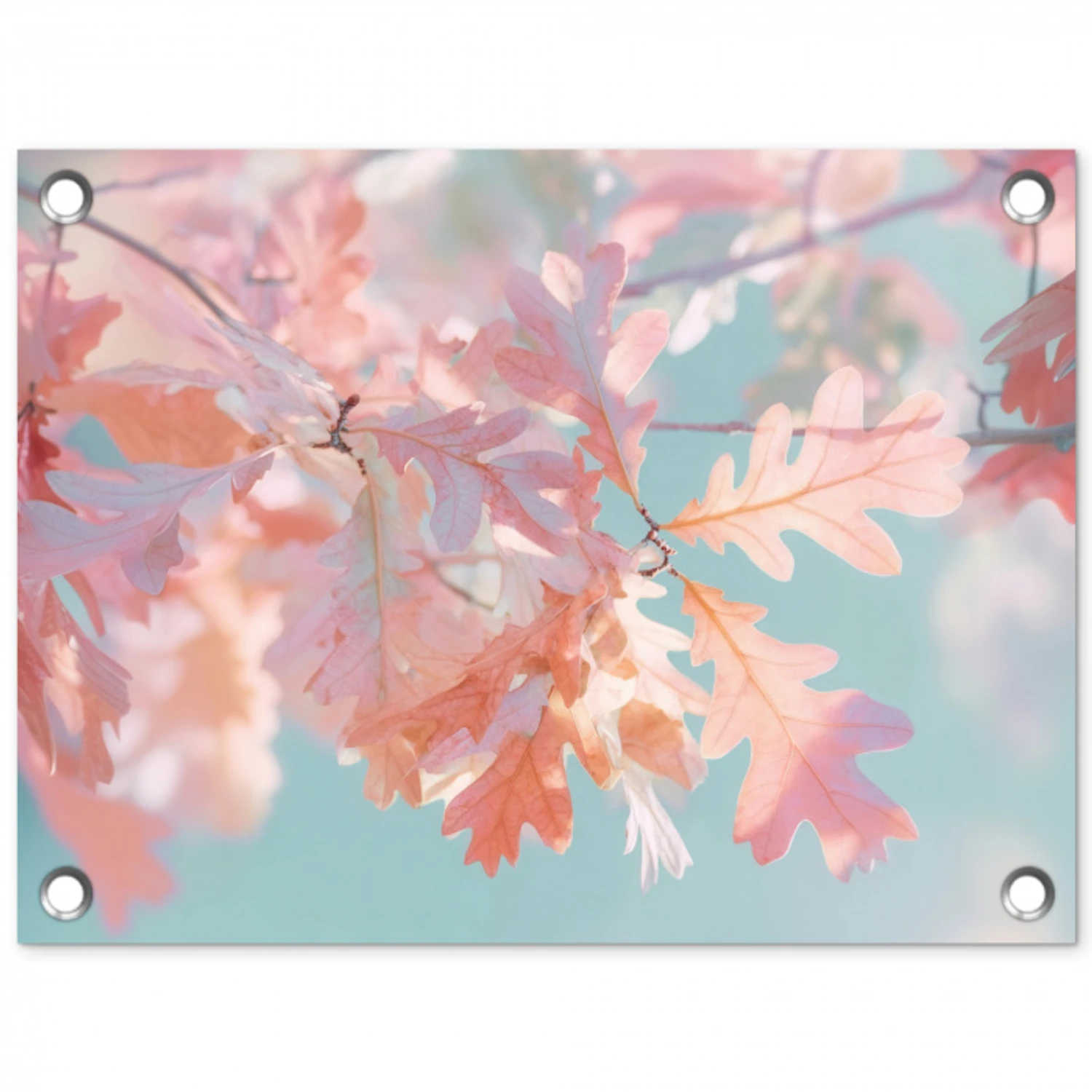 Eikenbladeren - Takken - Roze tuinposter los doek klein -3d