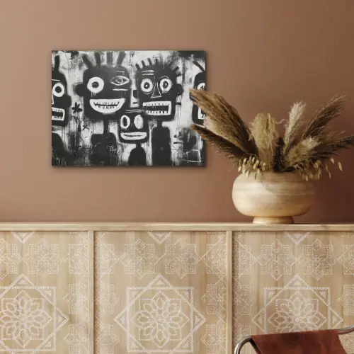 Schilderij - Figuren - Zwart - Abstract PET vilt klein -sfeer4