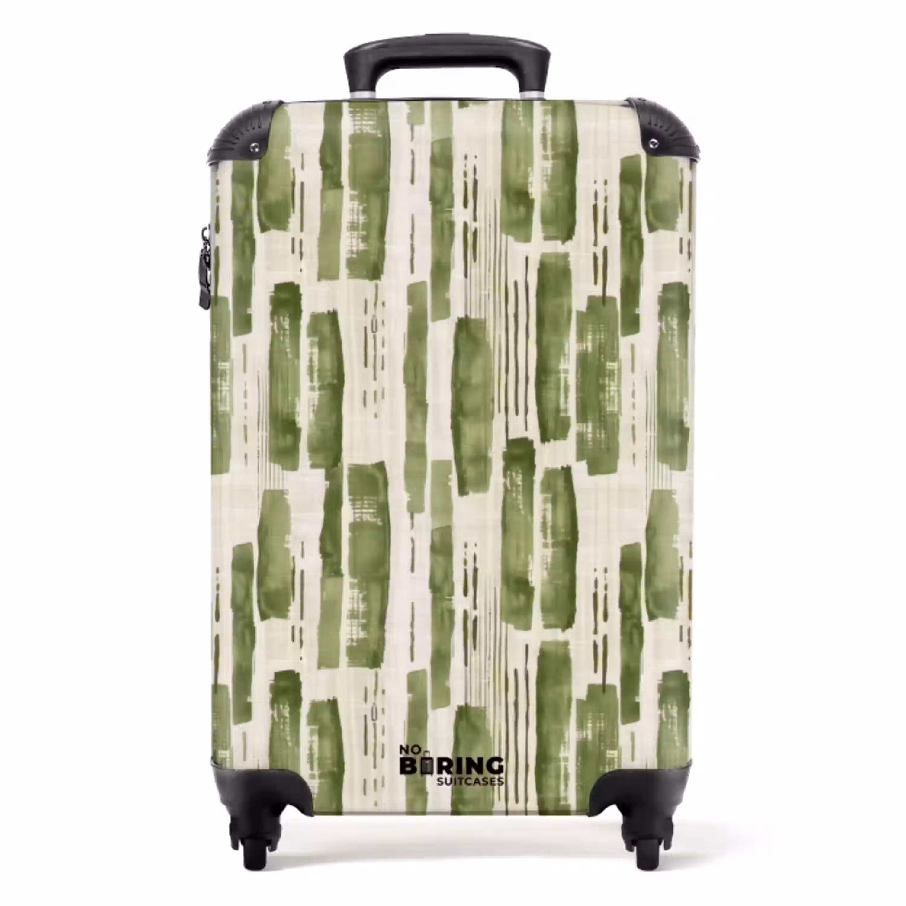 Groen - Abstract - Penseelstreken - Linnen - Patroon NBS - Handbagage koffer - Volwassenen Unisex middel -productfoto_recht