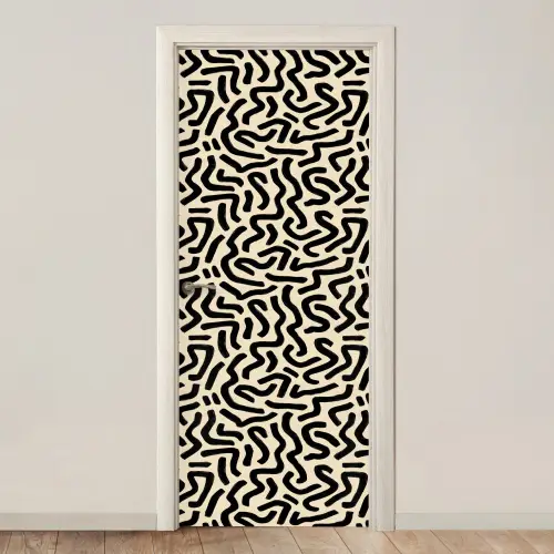 Abstract - Lijnen - Zwart deurposter klein 289 -3d_beige