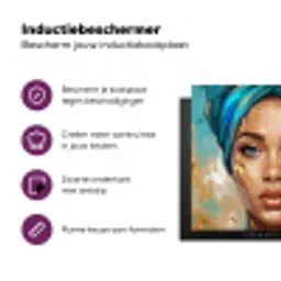 Portret - Vrouw - Schilderij - Blauw - Goud - Expressief Inductie beschermer vinyl 3mm middel -zzzzzzz-cc-usp