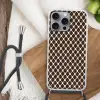 Bruin - Ruitpatroon - Geometrisch Hoesje iPhone 16 Pro Max met koord klein 804 -sfeer4