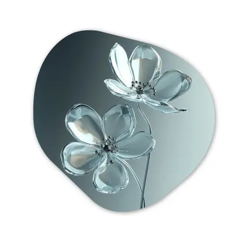 Kristal - Bloemen - Grijs Wandcirkel Organisch Plexiglas middel -3d