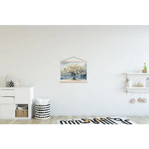 Boom - Winter - Levensboom - Modern - Goud textielposter latten blank klein -kinderkamer