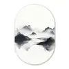 Bergen - Mistig - Water - Wit Wandcirkel Ovaal Glas middel -3d
