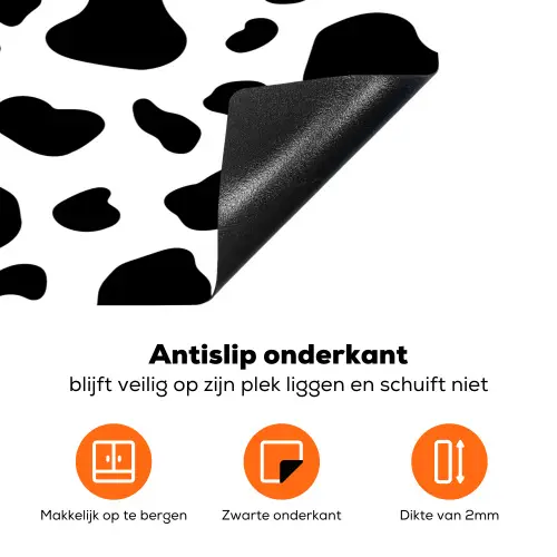 Vlekken - Zwart - Wit - Koe Inductie beschermer vinyl 3mm klein 276 -zzzzzzz-td-onderkant