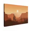 Landschap - Woestijn - Cactussen - Zon Tuinposter op houten frame 2 cm dik klein -3d