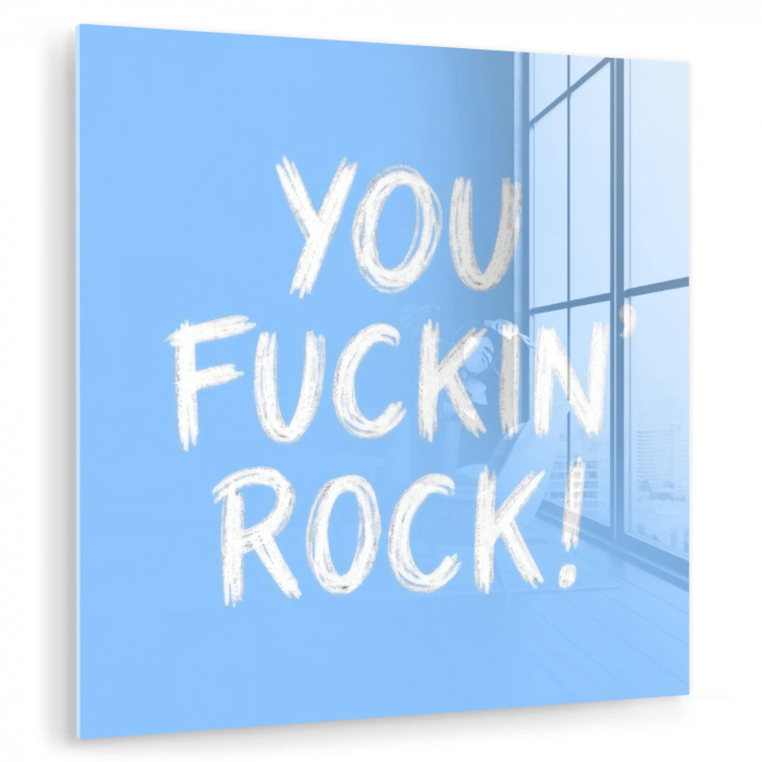 Blauw - Wit - You fuckin rock plexiglas 5mm klein -zzzproduct_nieuw