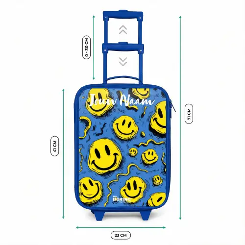 Smiley - Blauw - Geel Kinderkoffer - Blauw klein -productfoto_formaten