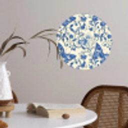 Vlinders - Bloemen - Blauw - Botanisch Wandcirkel behangsticker klein 186 -sfeer3