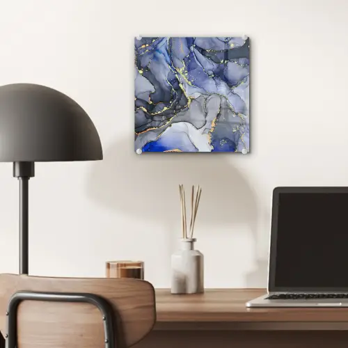 Marmer - Goud - Abstract - Blauw plexiglas 5mm klein -sfeer6