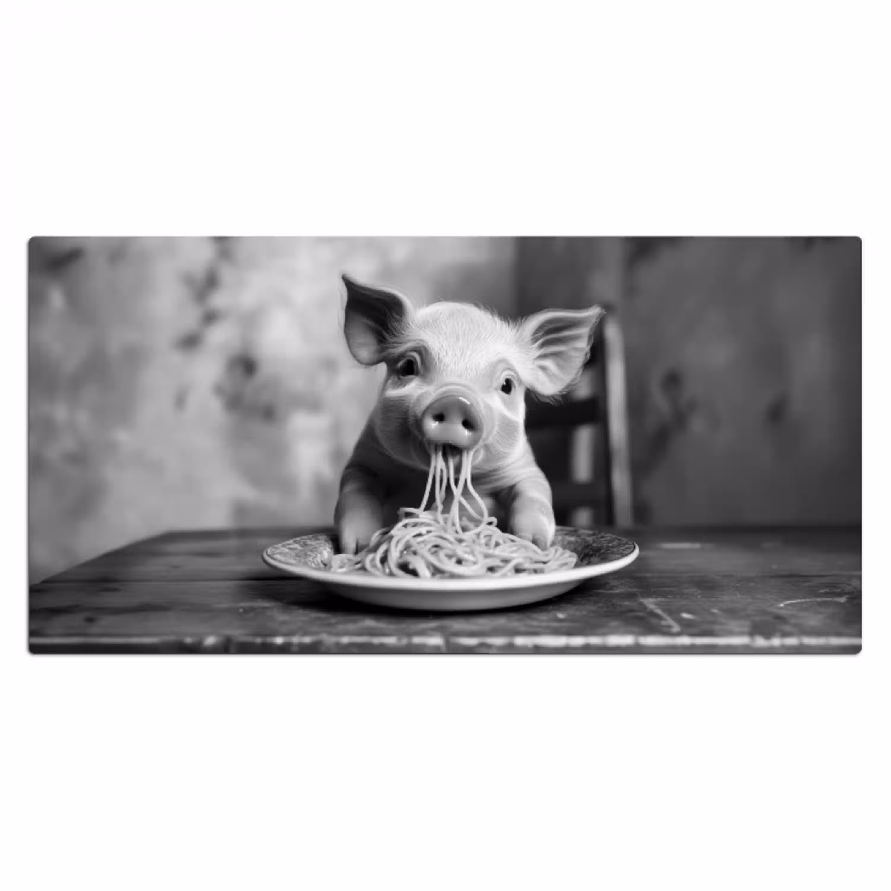 Varken - Schattig - Spaghetti - Zwart wit - Dier Muismat XXL klein -3d_leeg