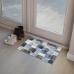 Patroon - Blauw - Vierkanten Deurmat klein -sfeer3