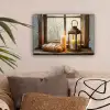 Stilleven - Rustiek - Kaarsen - Broden - Raam canvas 2cm klein -sfeer1