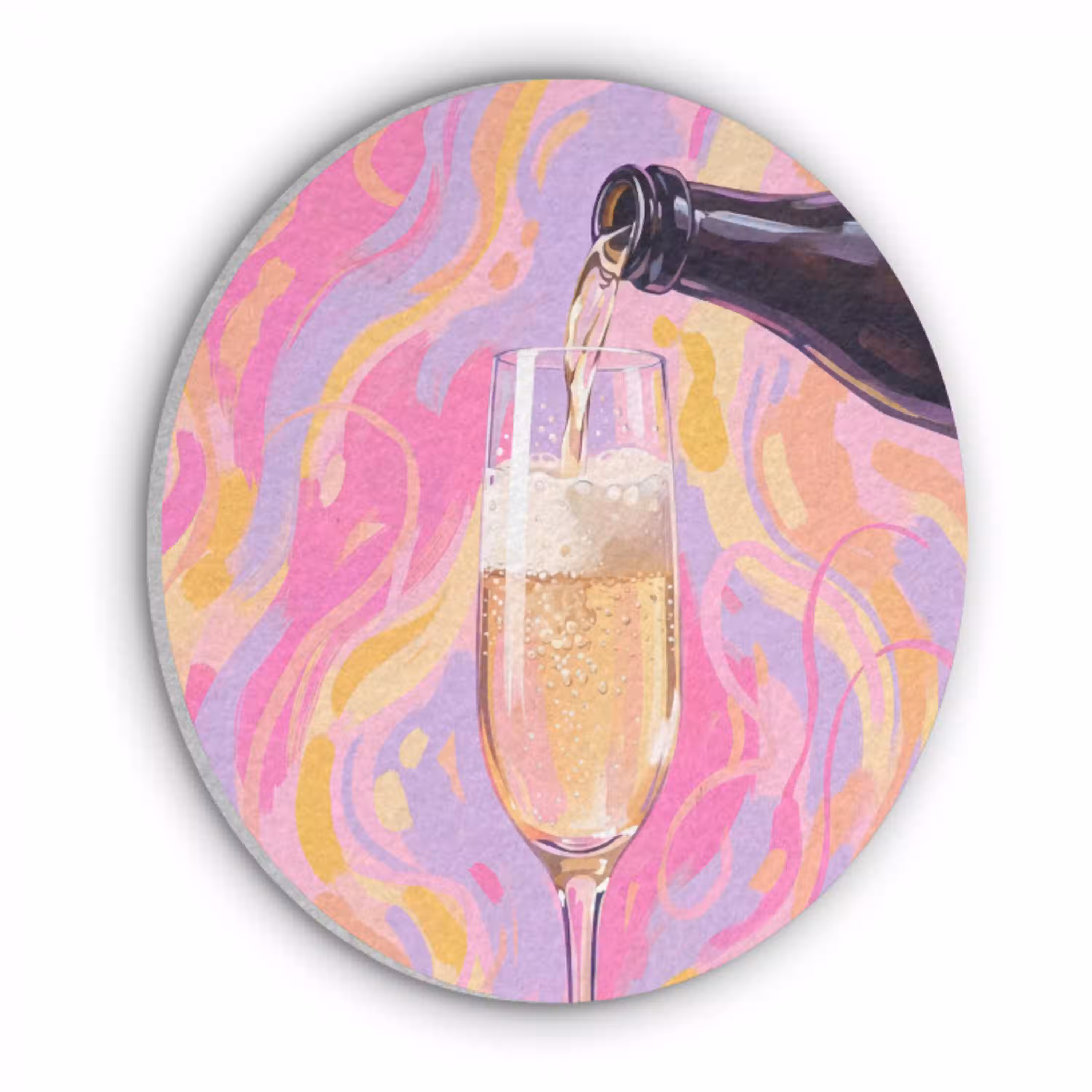 Drank - Inschenken - Feest - Abstract - Roze Akoestische PET Vilt - Rond klein -3d