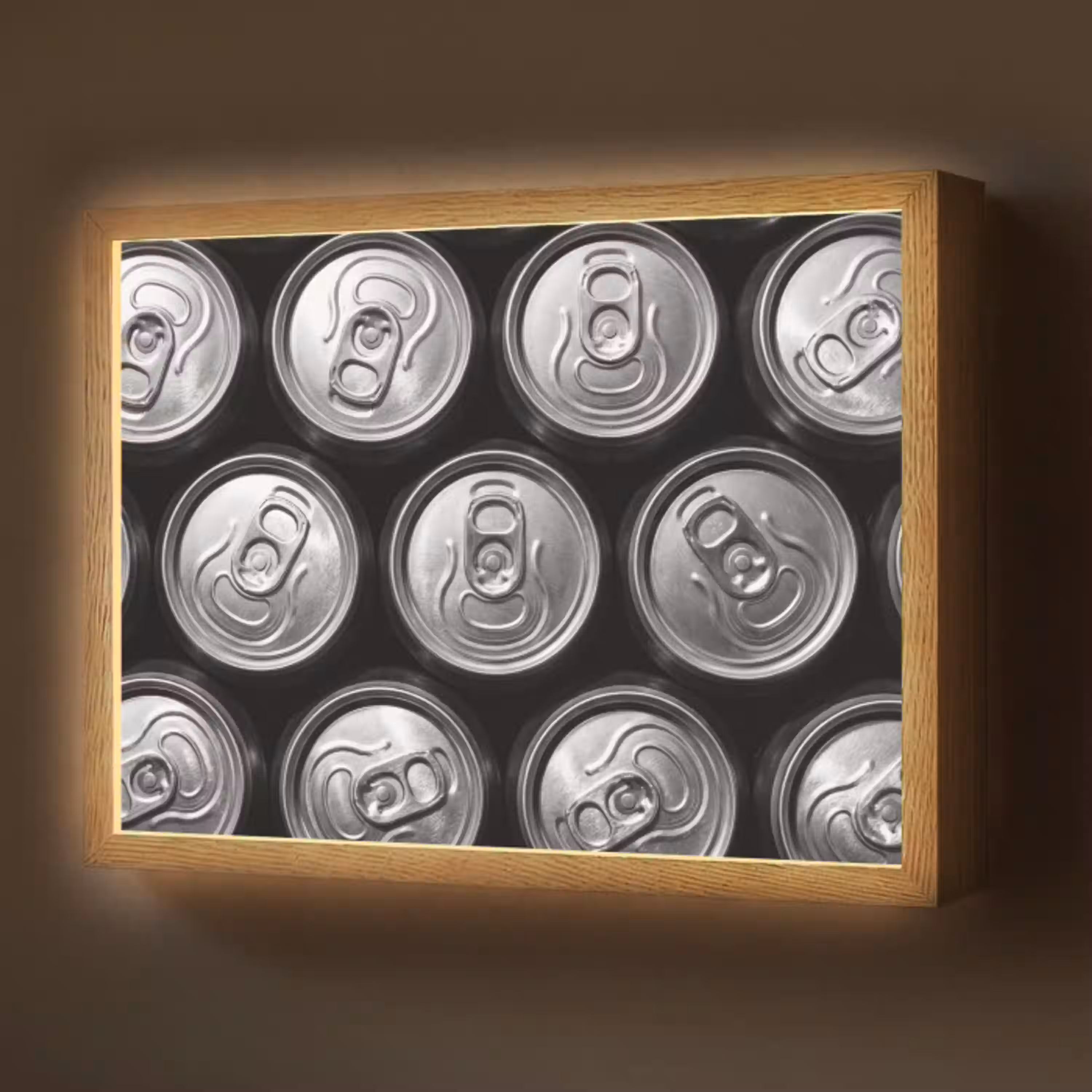 Blikjes - Aluminium - Patroon - Industrieel - Zilver Light Box met batterij (Wandlamp) middel -z3d_website