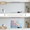 Takken - Bloesems - Roze keuken achterwand spatscherm klein -voor_na_NL