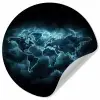 Wereldkaart - Bliksem - Blauw Wandcirkel behangsticker klein -3d