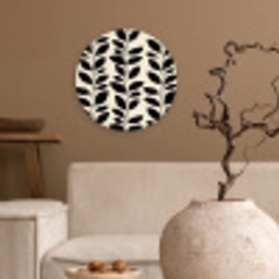 Botanisch - Dessin - Zwart - Beige Wandcirkel kunststof plaat 5mm dik klein 188 -sfeer1