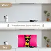 Kat - Art - Zonnebril - Roze keuken achterwand spatscherm klein -voor_na_NL