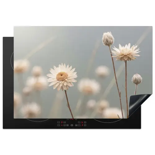 Strobloemen - Wit - Daglicht Inductie beschermer vinyl 3mm klein -3d