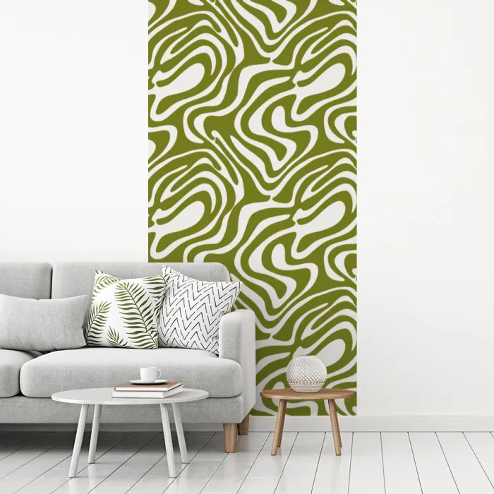 Lijnpatroon - Groen - Organisch fotobehang vinyl groot 64 -woonkamer